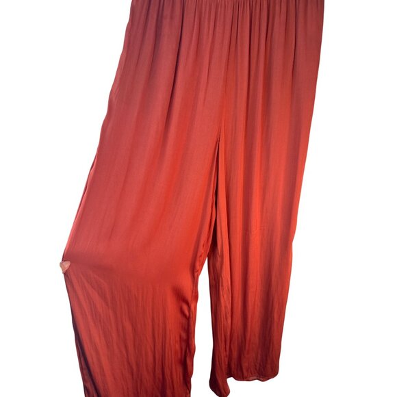 2/$30 ZARA Small Wide-Leg Terra-cotta Crinkled Elastic Flowy Gauchos Pants - Picture 5 of 13